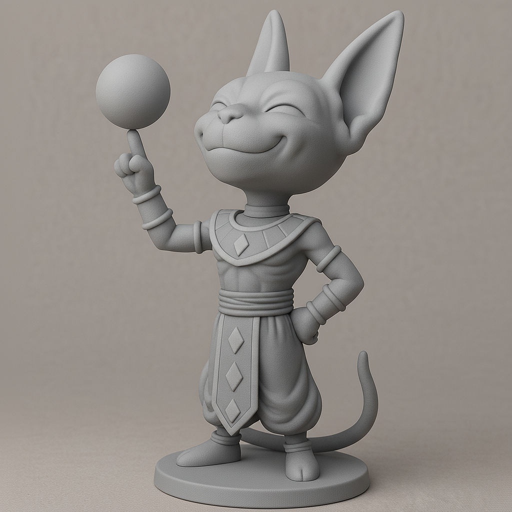 silhouette 3d printer maker-3d portrait printing_Charming Fantasy Cat Figurine