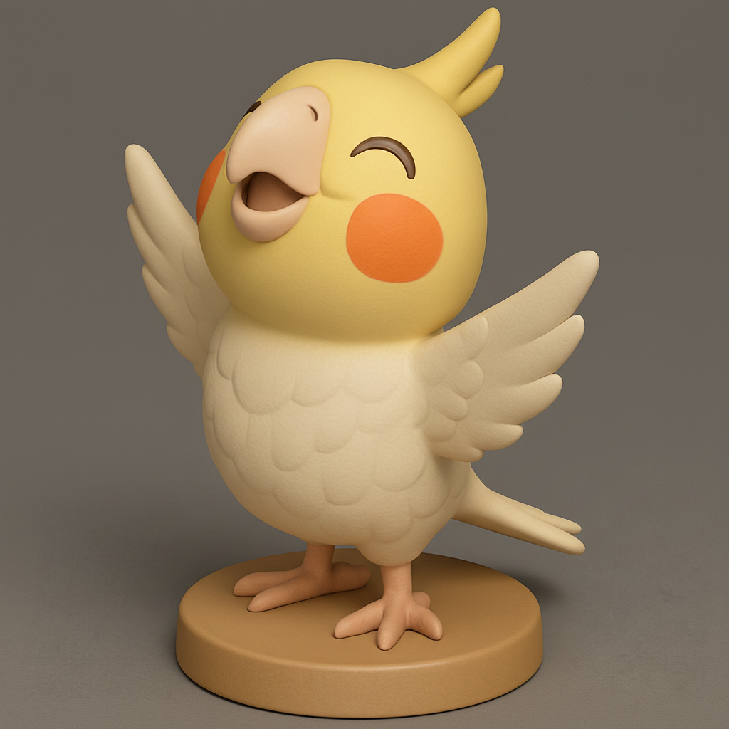 face anatomy 3d model-create 3d face model from photo_Smiling Cockatiel: Print Your Own Joy!