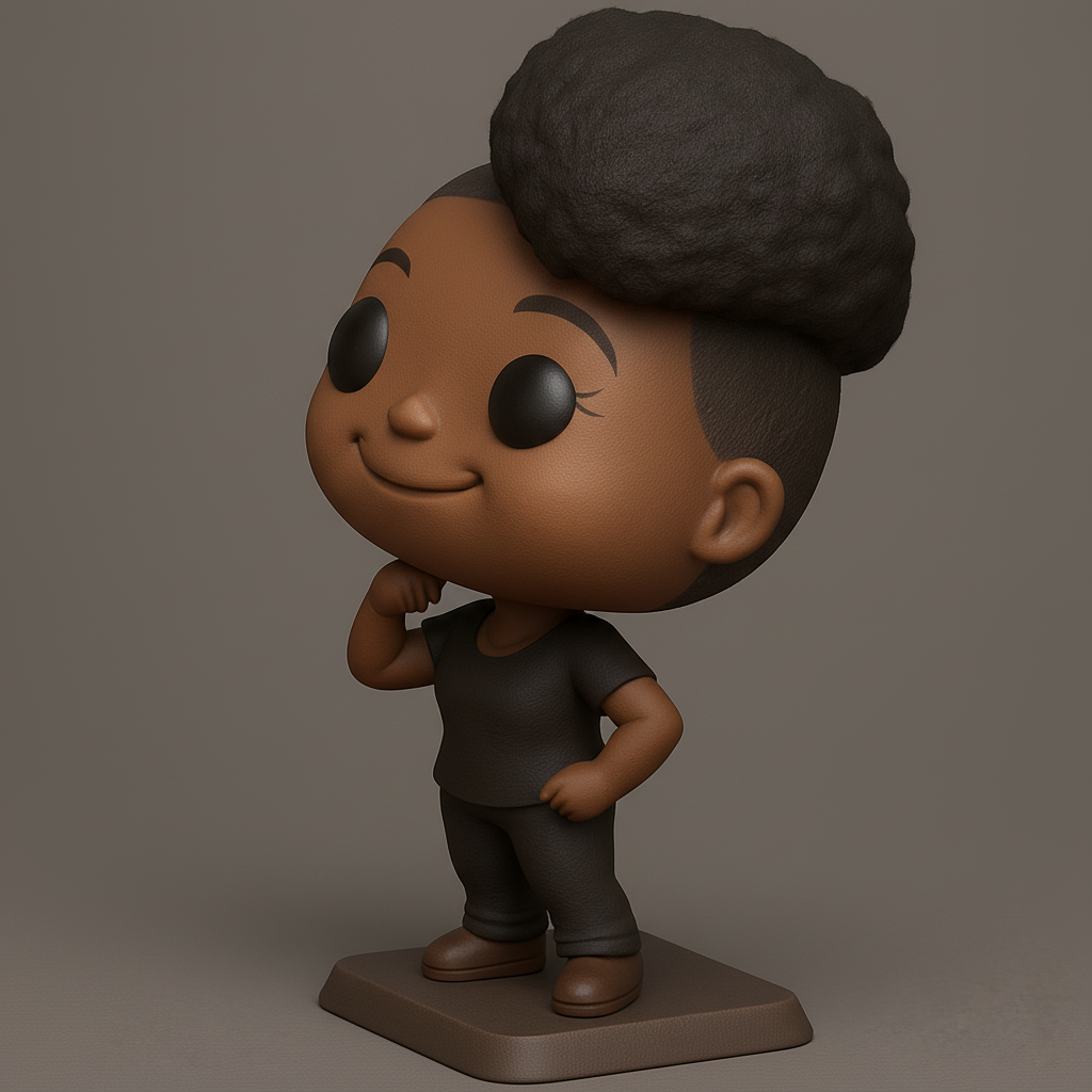 face to 3d model ai-3D portrait printing from photo_Confident Afro Bun Figurine - Empowering Desk Decor