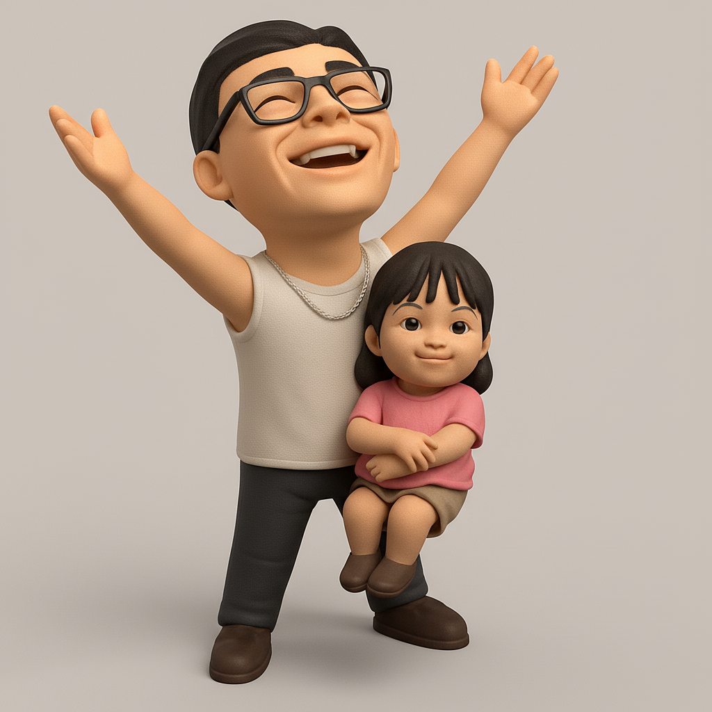 face to 3d model ai-3D portrait printing from photo_Smiling Father & Daughter 3D Print Model
