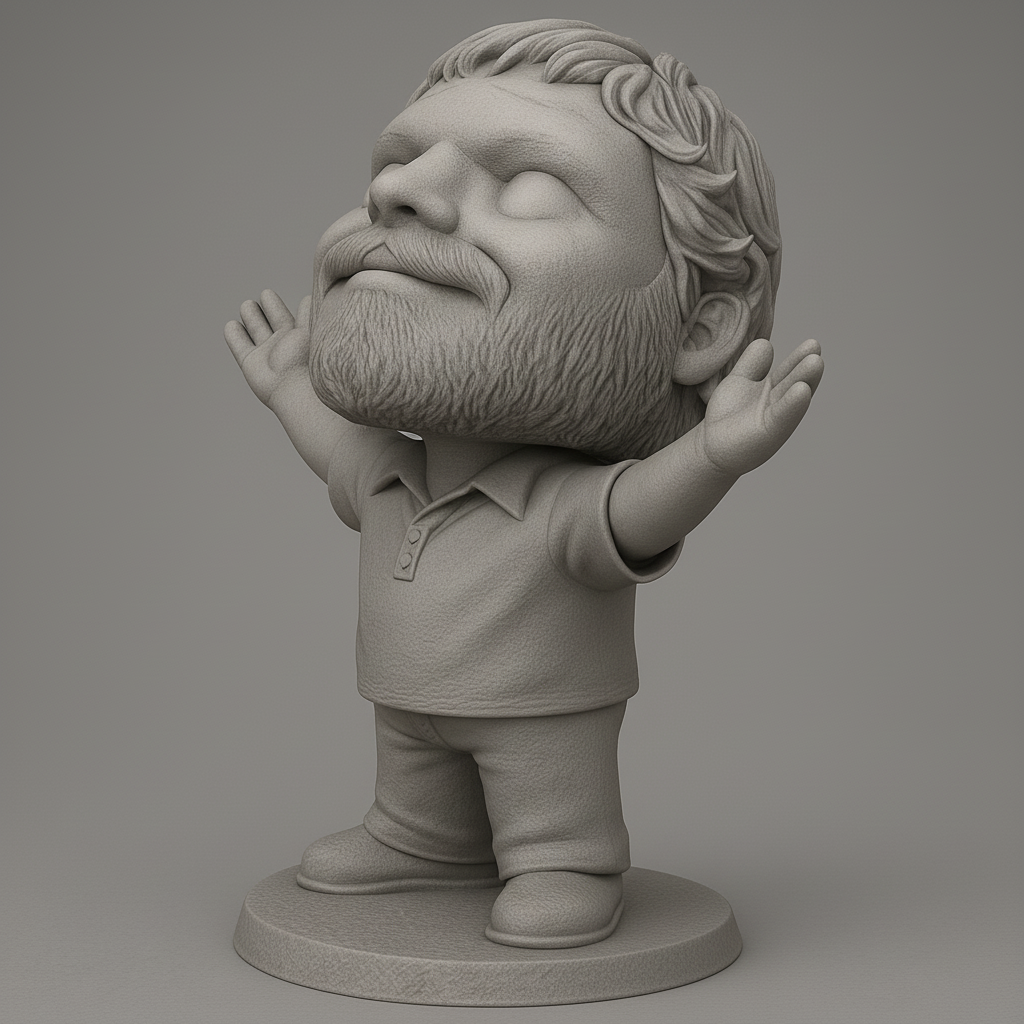 face to 3d model ai-3D portrait printing from photo_Joyful Embrace Bobblehead: Bearded Man Caricature