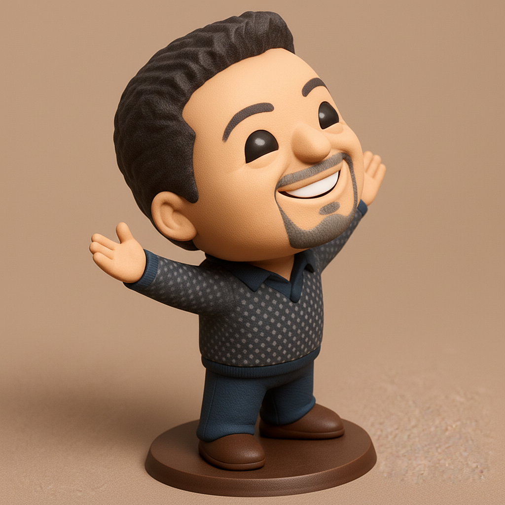 face to 3d model ai-3D portrait printing from photo_Joyful Chibi Character Figurine - Personalized Desk Decor