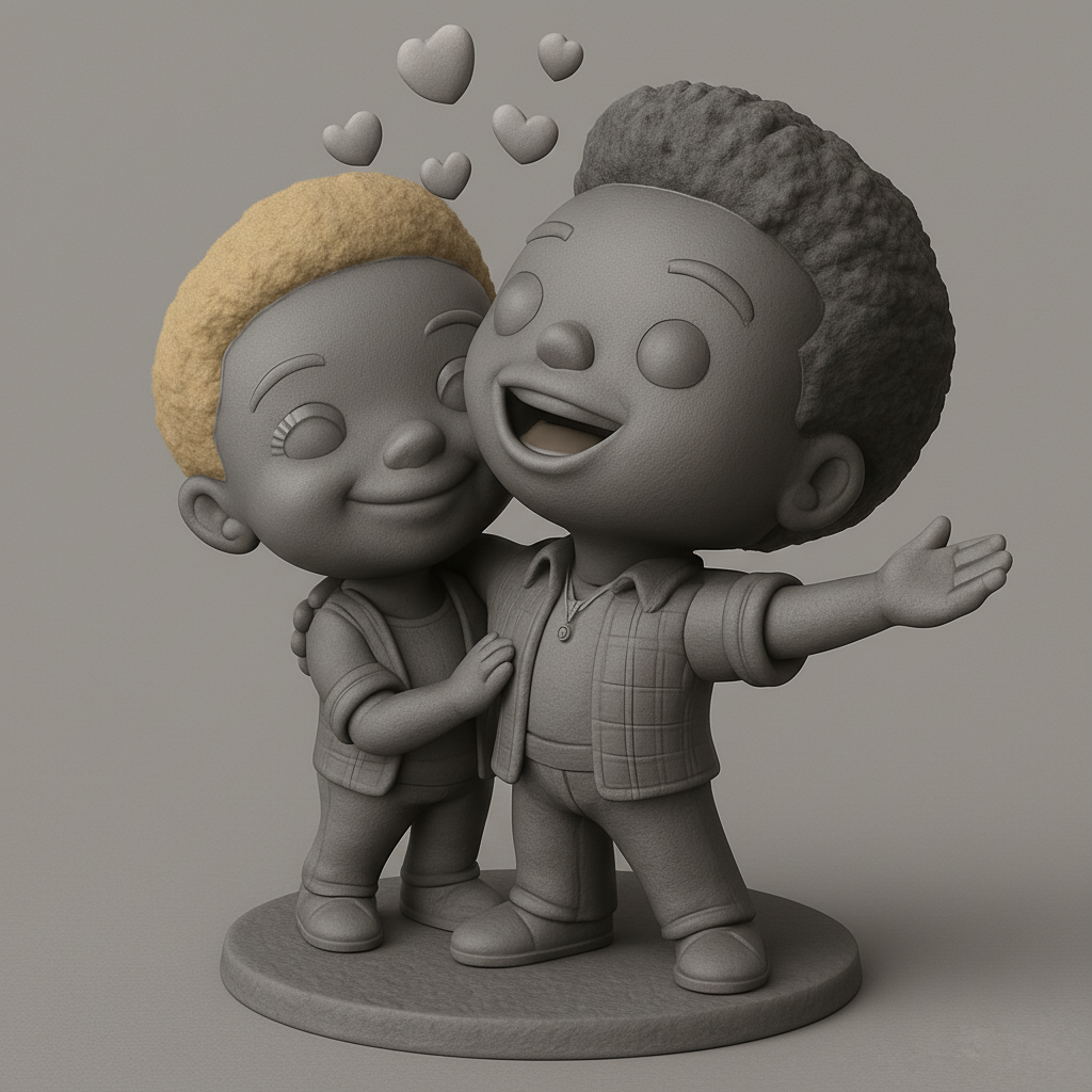 face to 3d model ai-3D portrait printing from photo_Chibi Loving Couple Statue - Perfect Romantic Gift