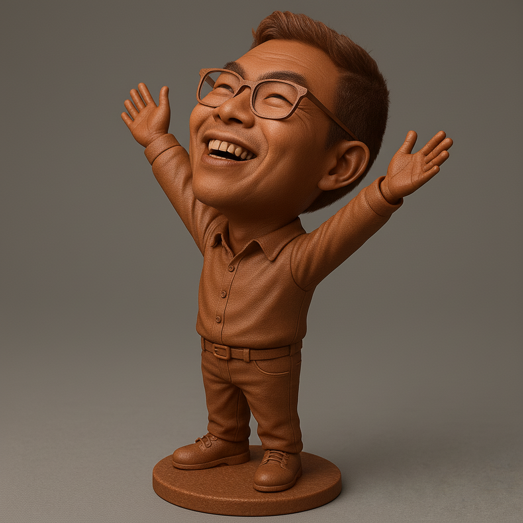 silhouette 3d printer maker-3d portrait printing_Joyful Character Statue for 3D Printing