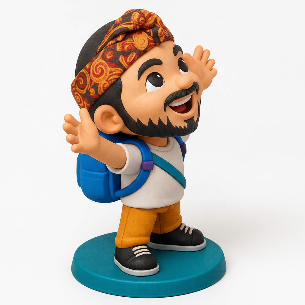 face to 3d model ai-3D portrait printing from photo_Joyful Traveler Figurine: Print Your Own Adventure!