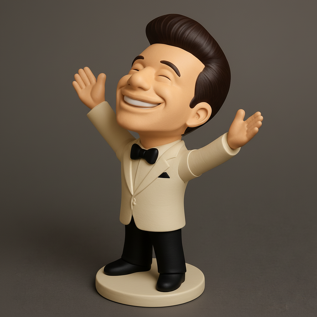 face anatomy 3d model-create 3d face model from photo_Joyful Performer Figurine: Classic Style, Big Smiles