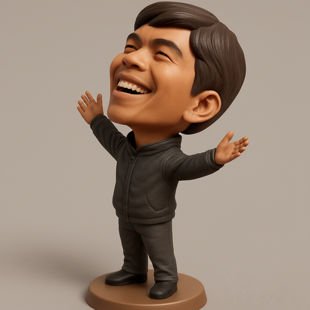 silhouette 3d printer maker-3d portrait printing_Joyful Bobblehead Figurine - Spread Happiness!