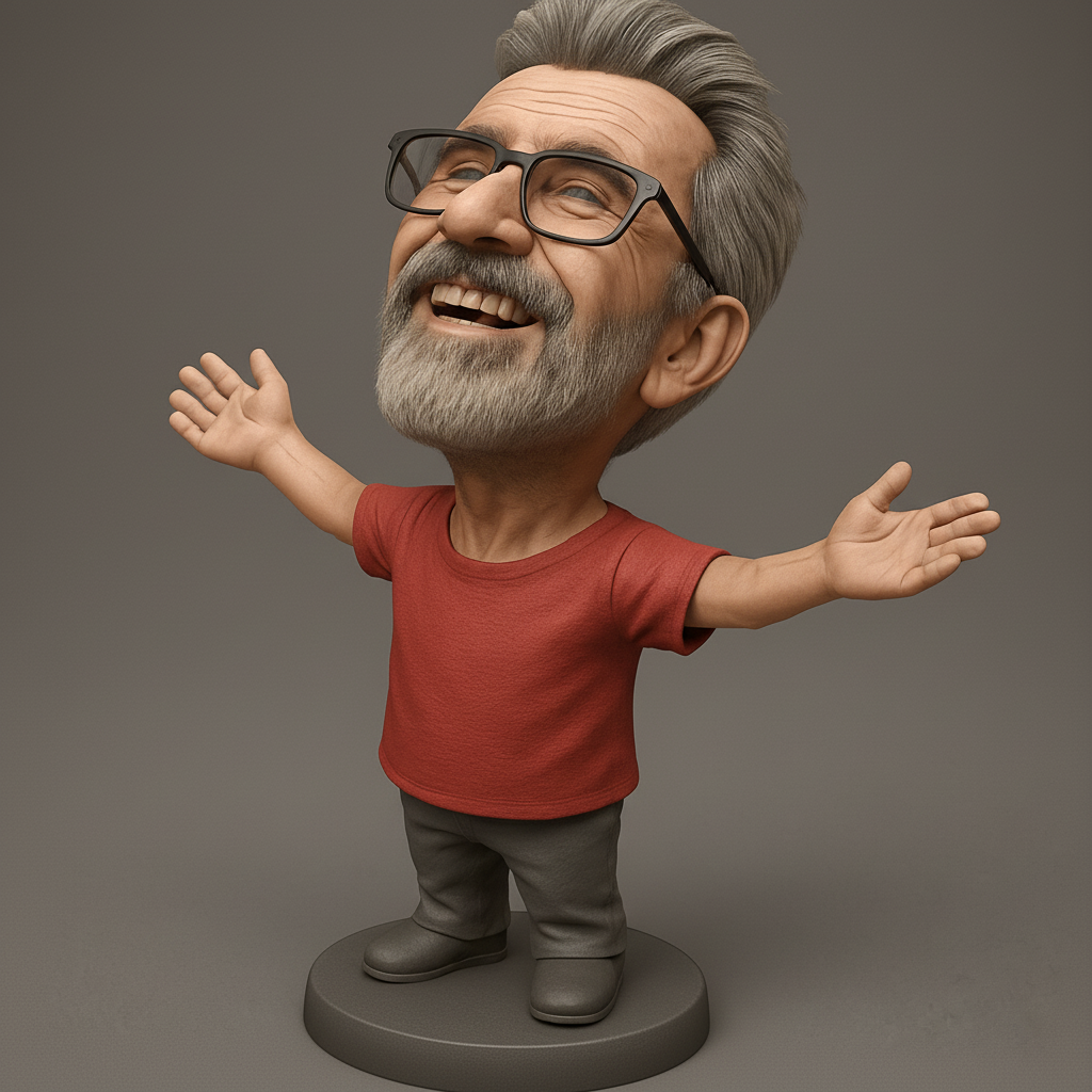 face anatomy 3d model-create 3d face model from photo_Beaming Bobblehead Grandpa Desk Buddy
