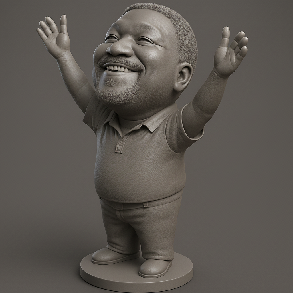 face to 3d model ai-3D portrait printing from photo_Spread Joy! Happy Man Celebration Figurine 3D Print