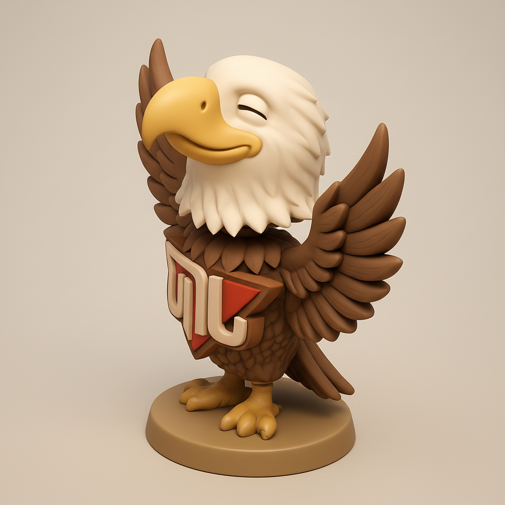 face anatomy 3d model-create 3d face model from photo_Happy Eagle Mascot Figurine - UIL Style