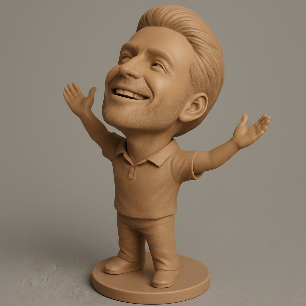face to 3d model ai-3D portrait printing from photo_Spread Happiness: Joyful Pose Bobblehead Figurine