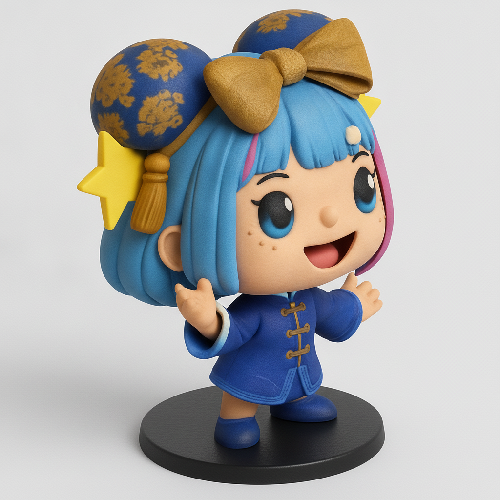 face to 3d model ai-3D portrait printing from photo_Kawaii Chibi Girl Collectible - Fun FDM Print!