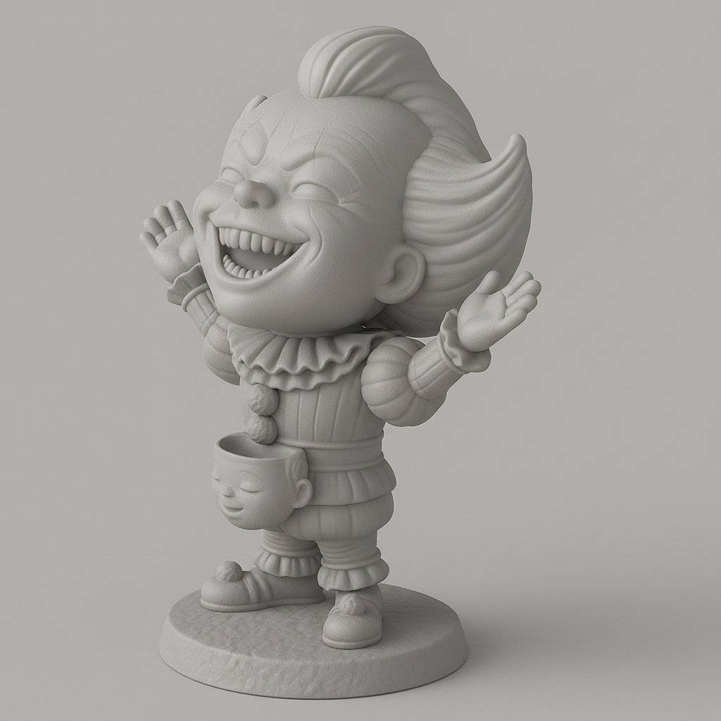 silhouette 3d printer maker-3d portrait printing_Cheerful Clown Figurine for Fun Displays