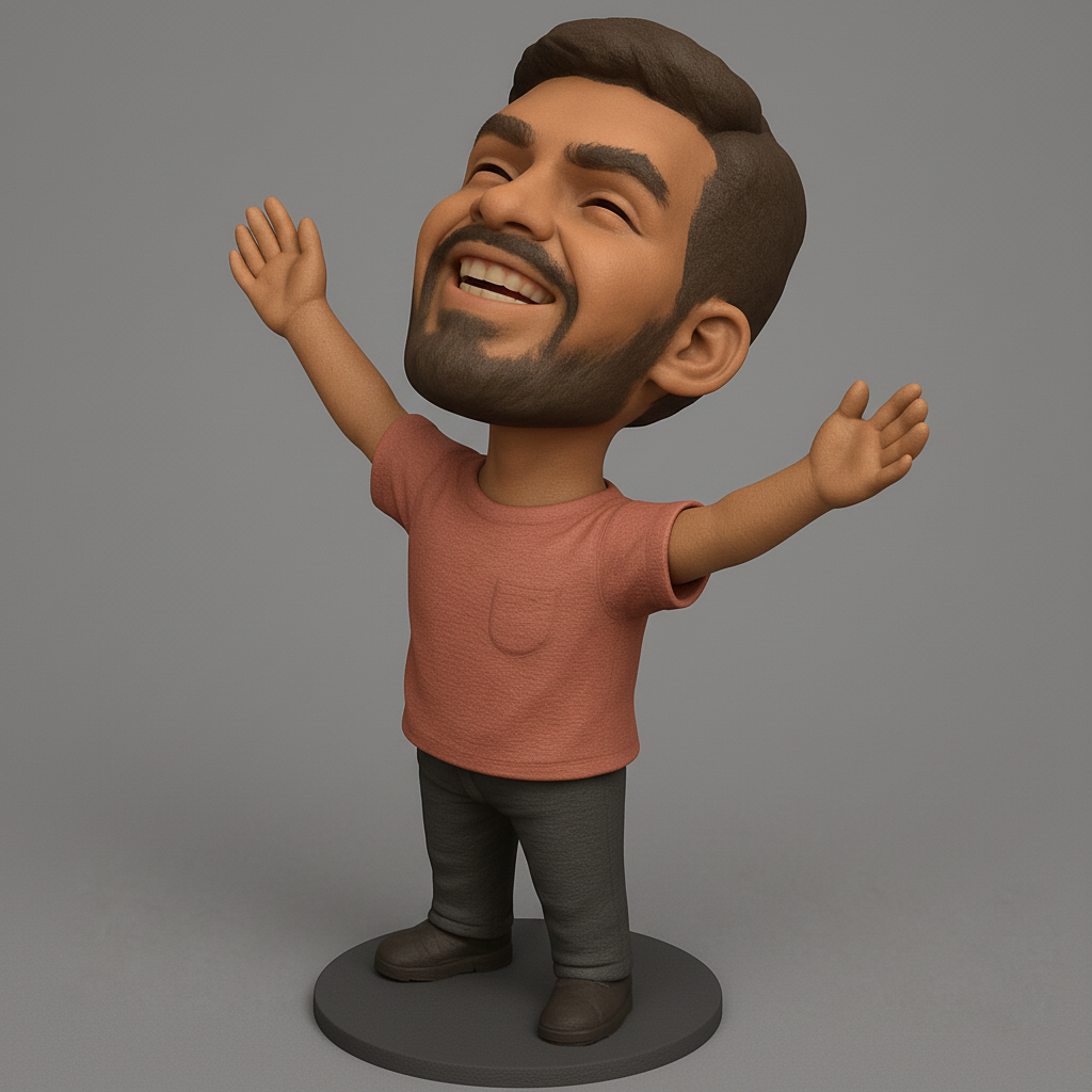 silhouette 3d printer maker-3d portrait printing_Embrace Happiness: Joyful Bobblehead Figurine