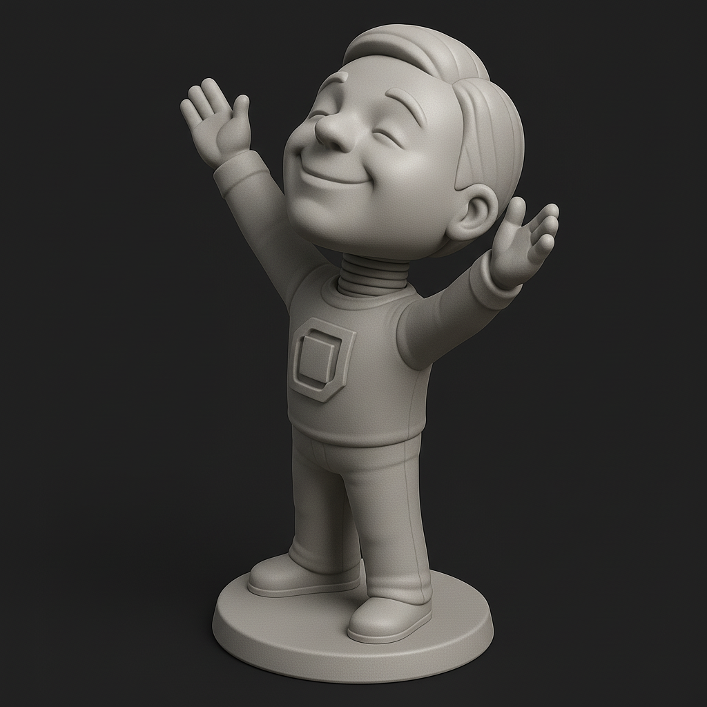 silhouette 3d printer maker-3d portrait printing_Joyful Astronaut Figurine