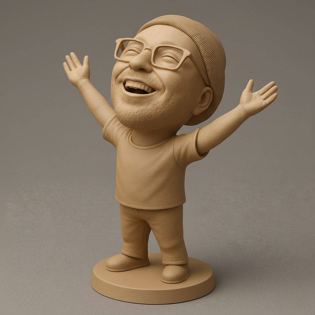 silhouette 3d printer maker-3d portrait printing_Joyful Character with Open Arms