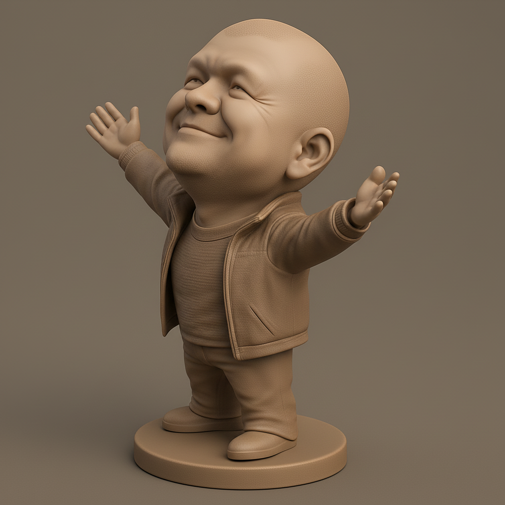silhouette 3d printer maker-3d portrait printing_Joyful Bobblehead: Spreading Happiness Statue