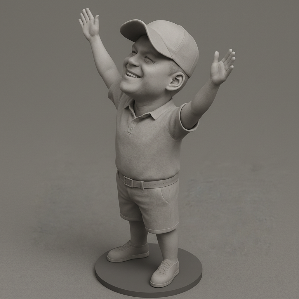 silhouette 3d printer maker-3d portrait printing_Joyful Miniature Figure with Outstretched Arms
