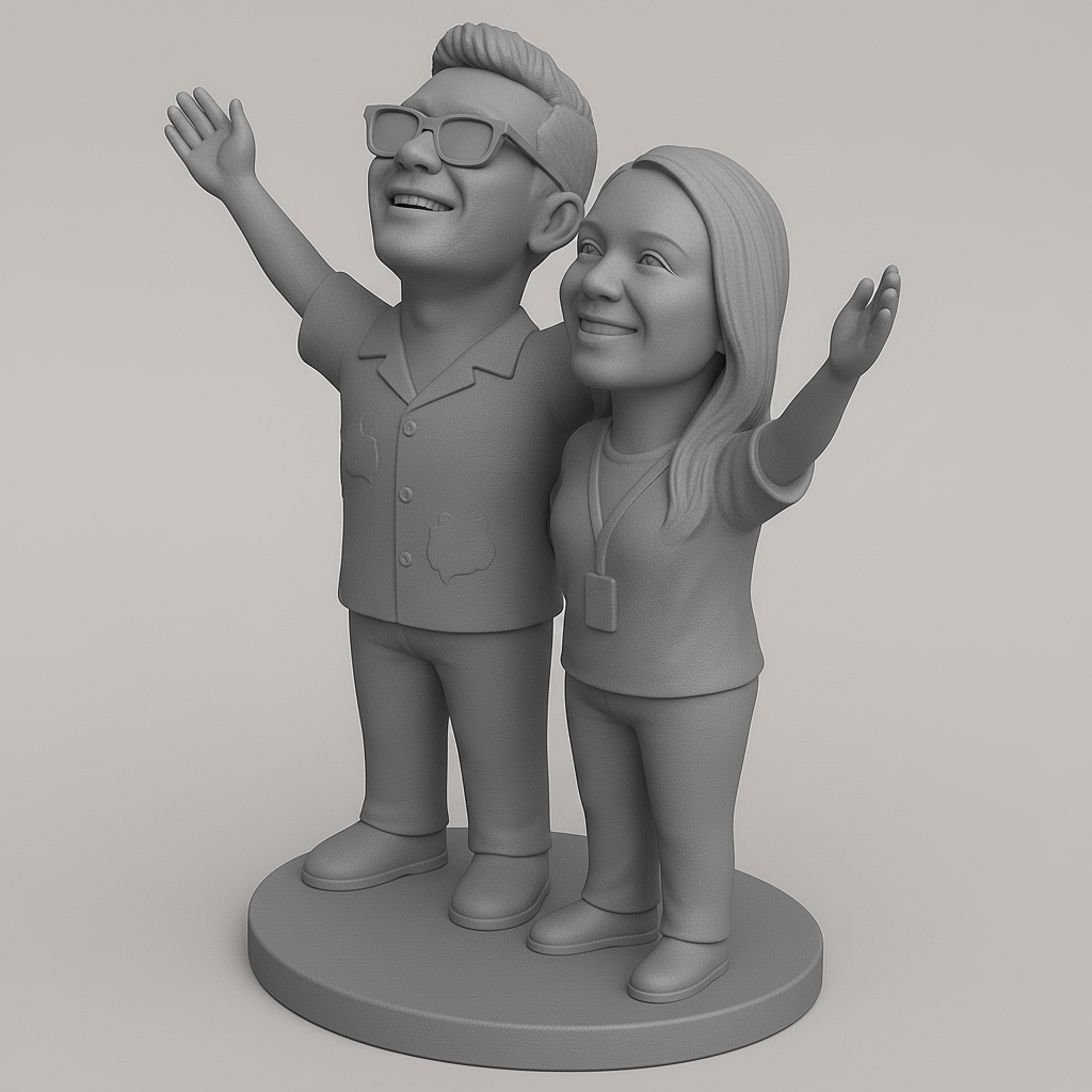 silhouette 3d printer maker-3d portrait printing_Joyful Couple 3D Figurine for Printing