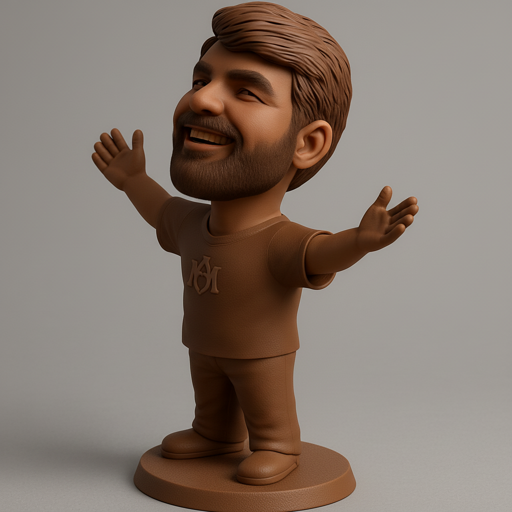 silhouette 3d printer maker-3d portrait printing_Joyful Bearded Man Figurine - Spread Happiness!