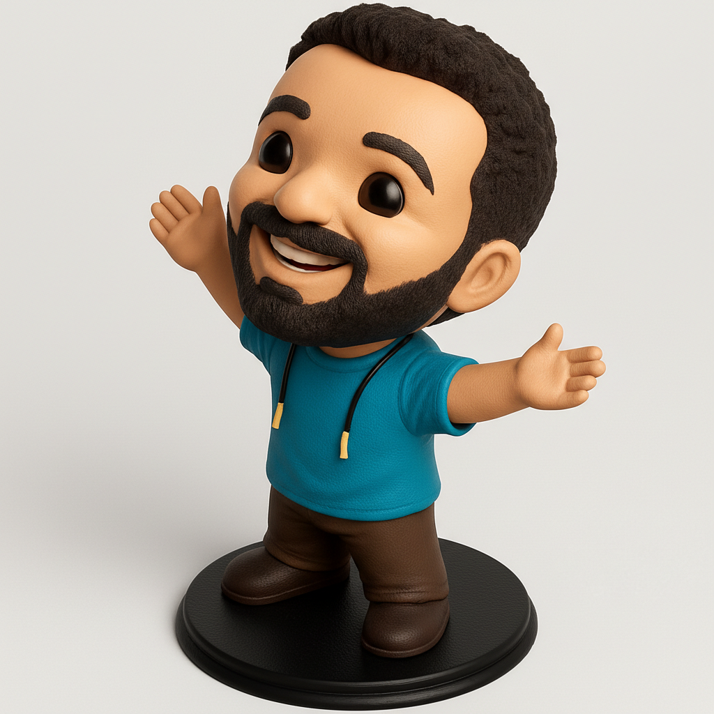 face to 3d model ai-3D portrait printing from photo_Joyful Bearded Figurine - Your Desk's Cheerful Companion