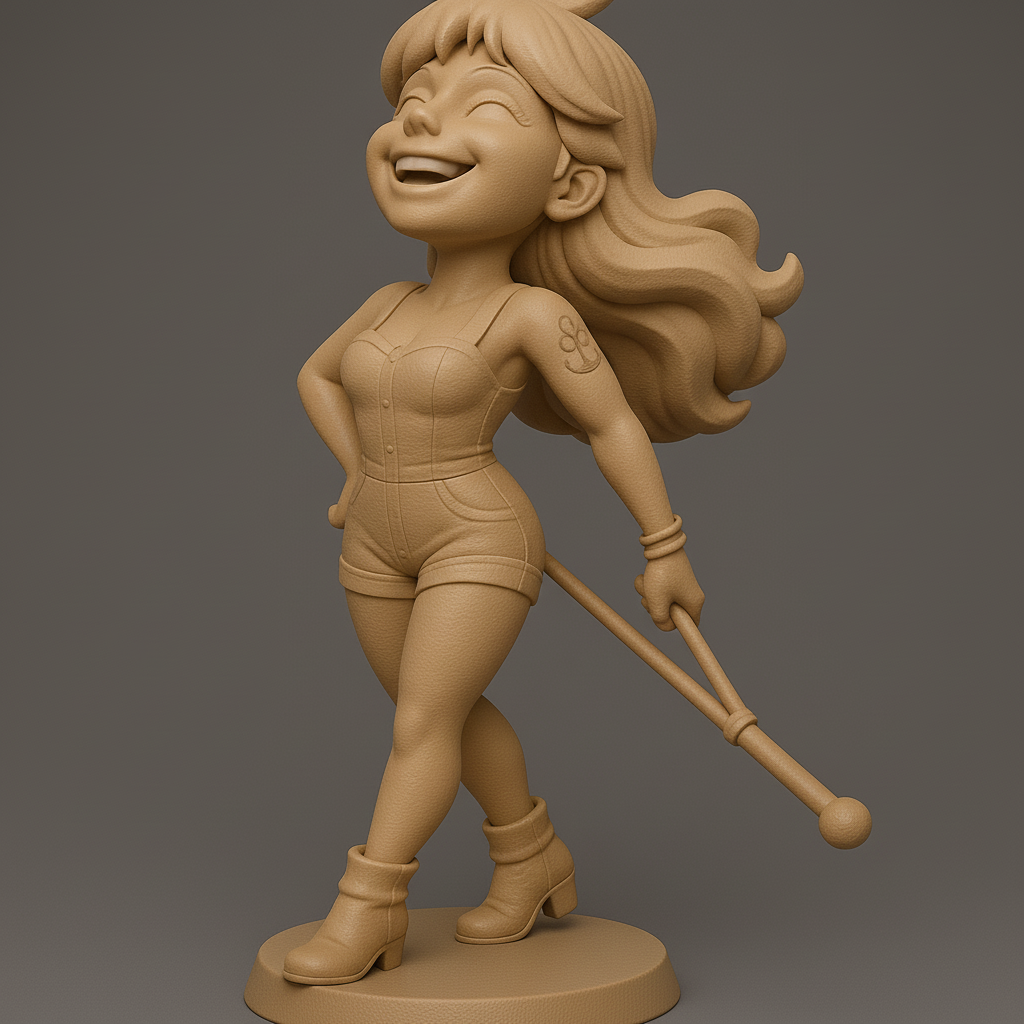 silhouette 3d printer maker-3d portrait printing_Cheerful Character Figurine with Baton