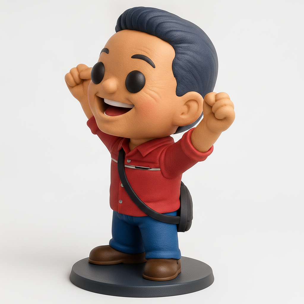 face anatomy 3d model-create 3d face model from photo_Achiever's Delight: Funko-Style Triumphant Figure