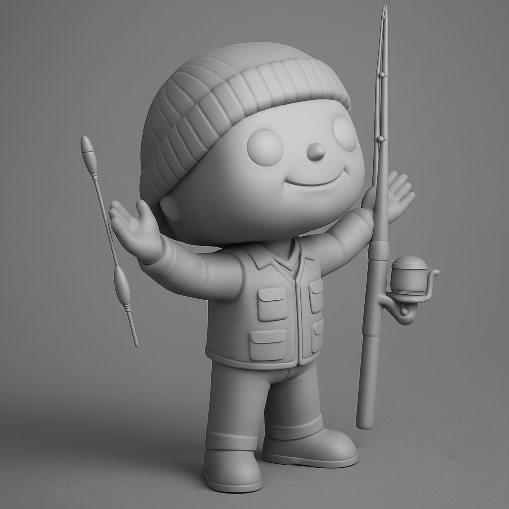 face to 3d model ai-3D portrait printing from photo_Fisherman's Delight: Cute Angler Collectible 3D Print