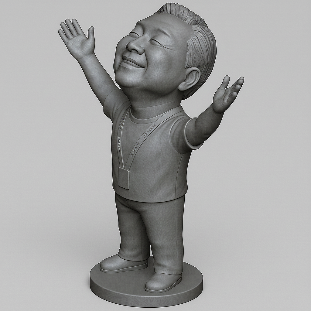 silhouette 3d printer maker-3d portrait printing_Joyful Figurine with Outstretched Arms