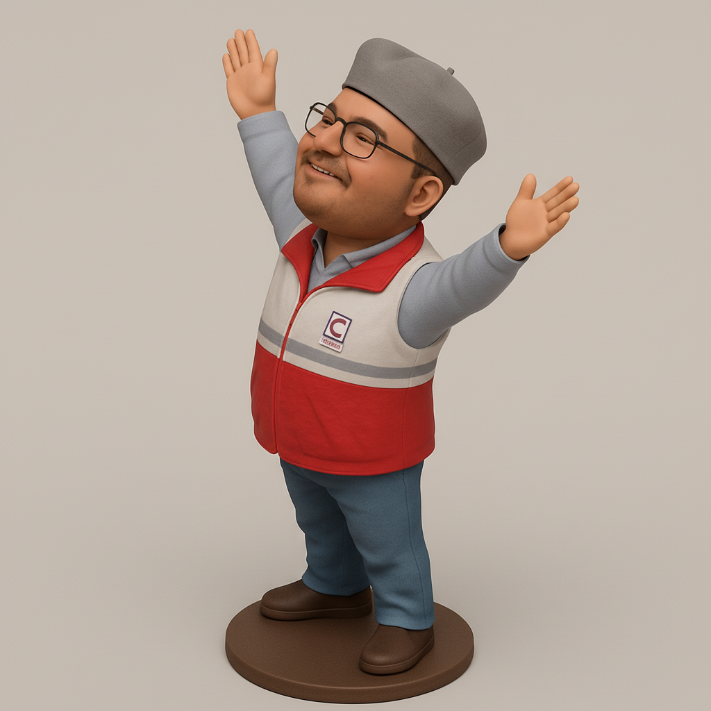 face anatomy 3d model-create 3d face model from photo_Smiling Courier Figurine - Perfect Desk Companion!