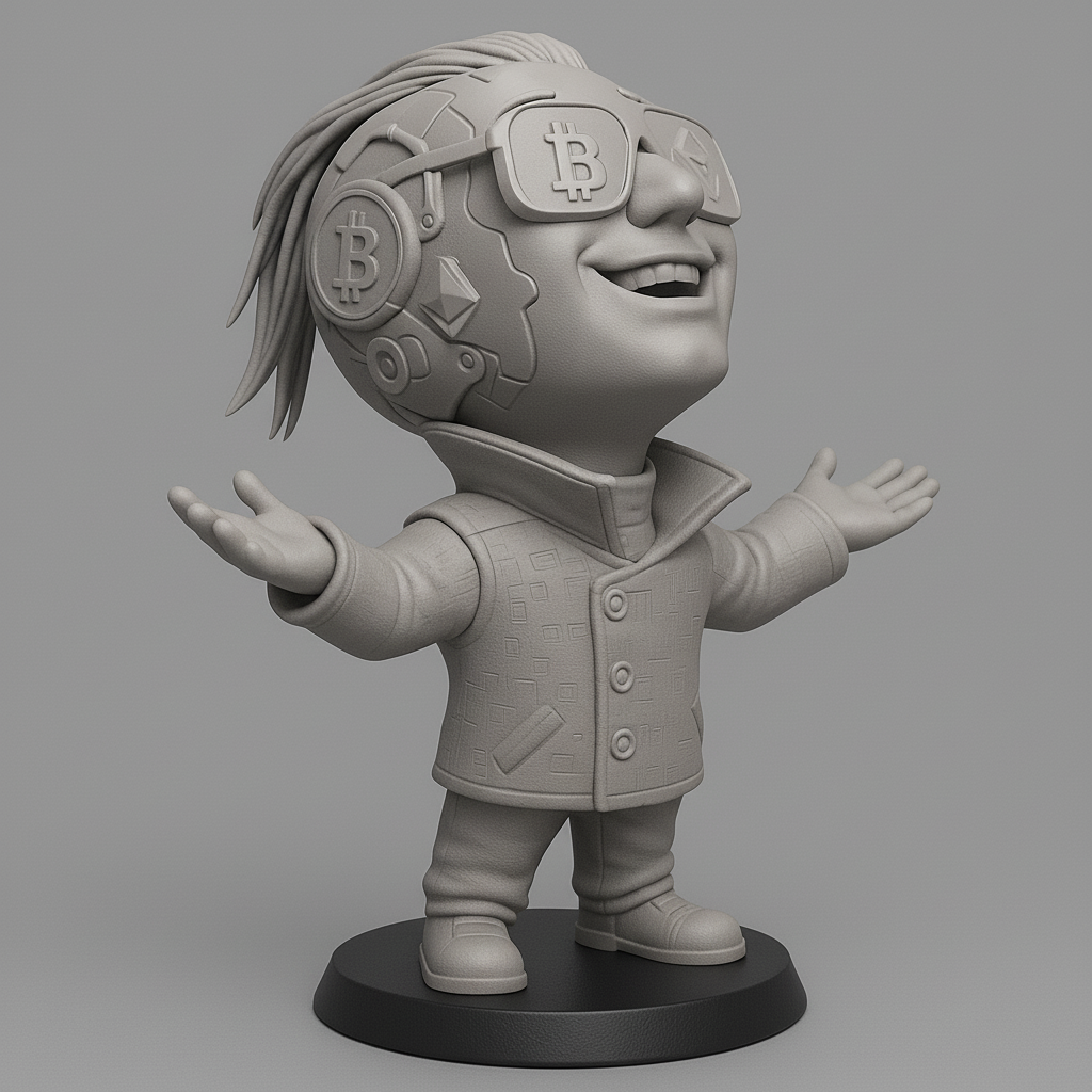 silhouette 3d printer maker-3d portrait printing_Cheerful Crypto Kid 3D Model