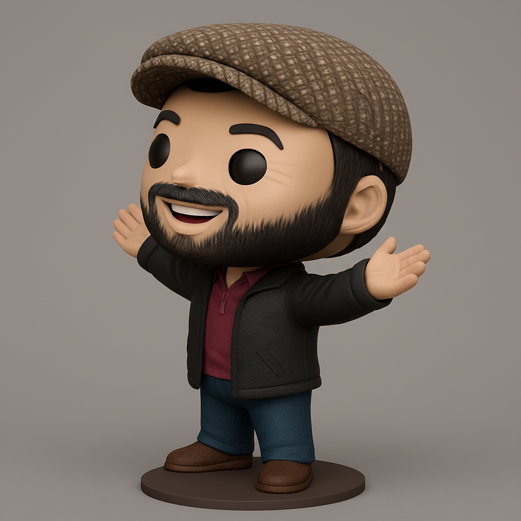 face to 3d model ai-3D portrait printing from photo_Friendly Bearded Man Figurine - Warm Welcome Pose