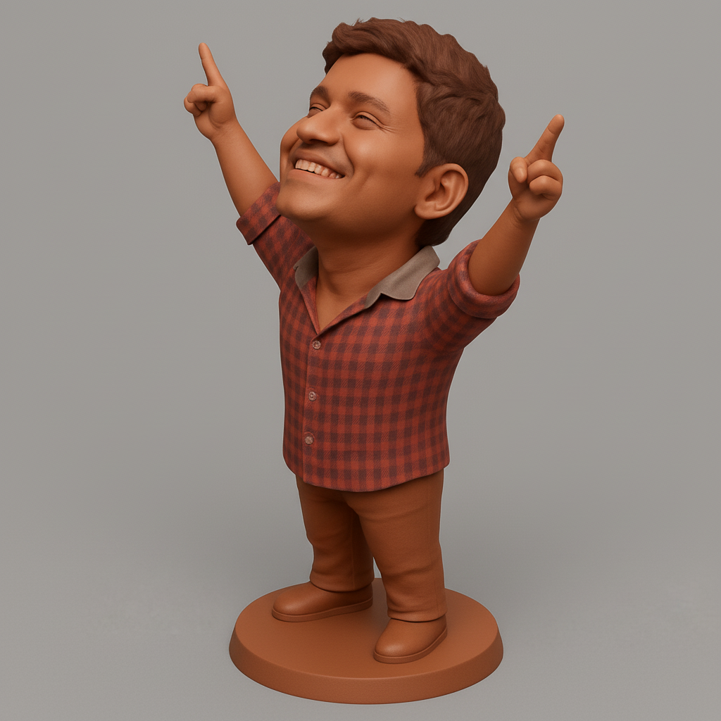 face to 3d model ai-3D portrait printing from photo_Uplifting Happy Man Figurine - Celebrate Success Decor