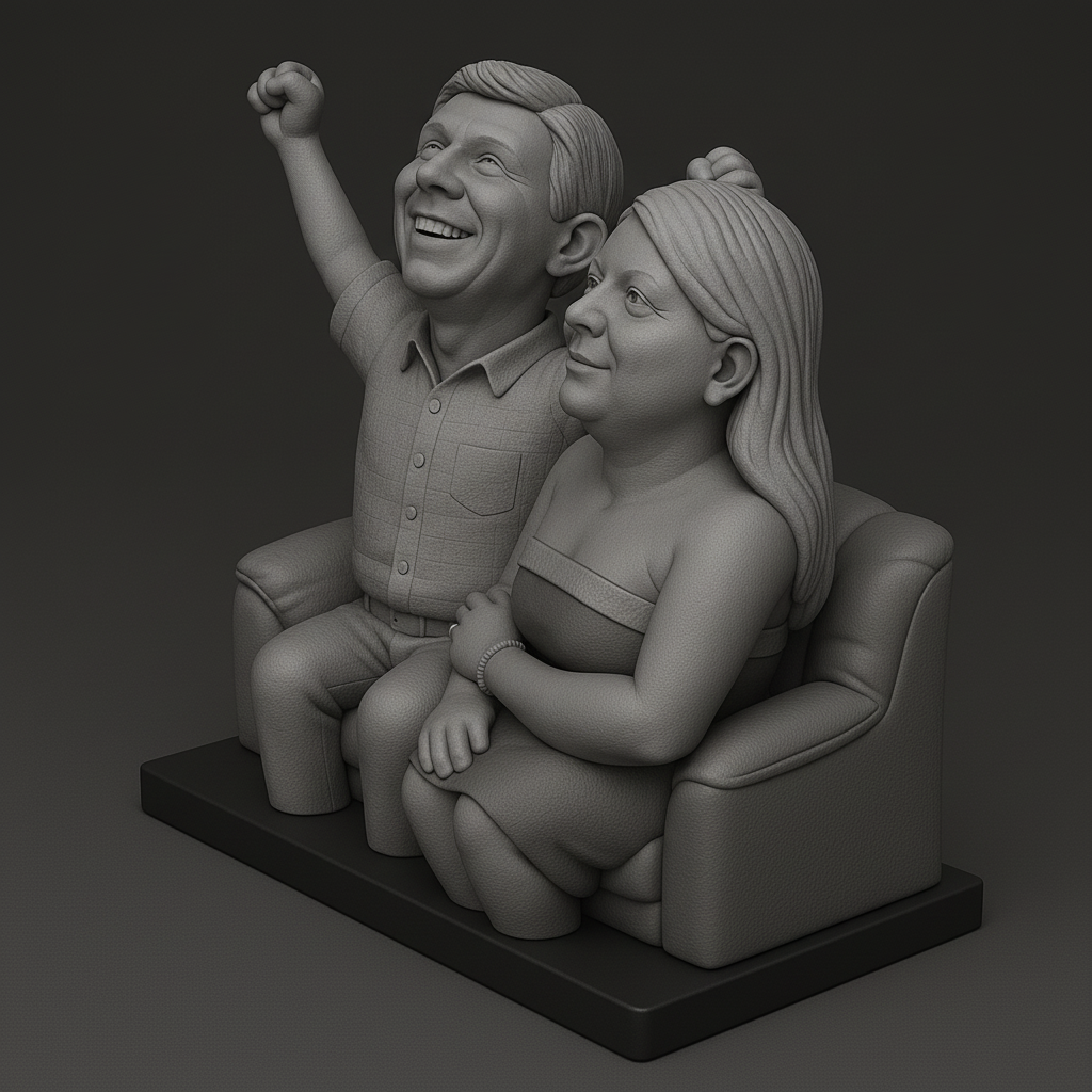 face anatomy 3d model-create 3d face model from photo_Joyful Couple on Couch Figurine