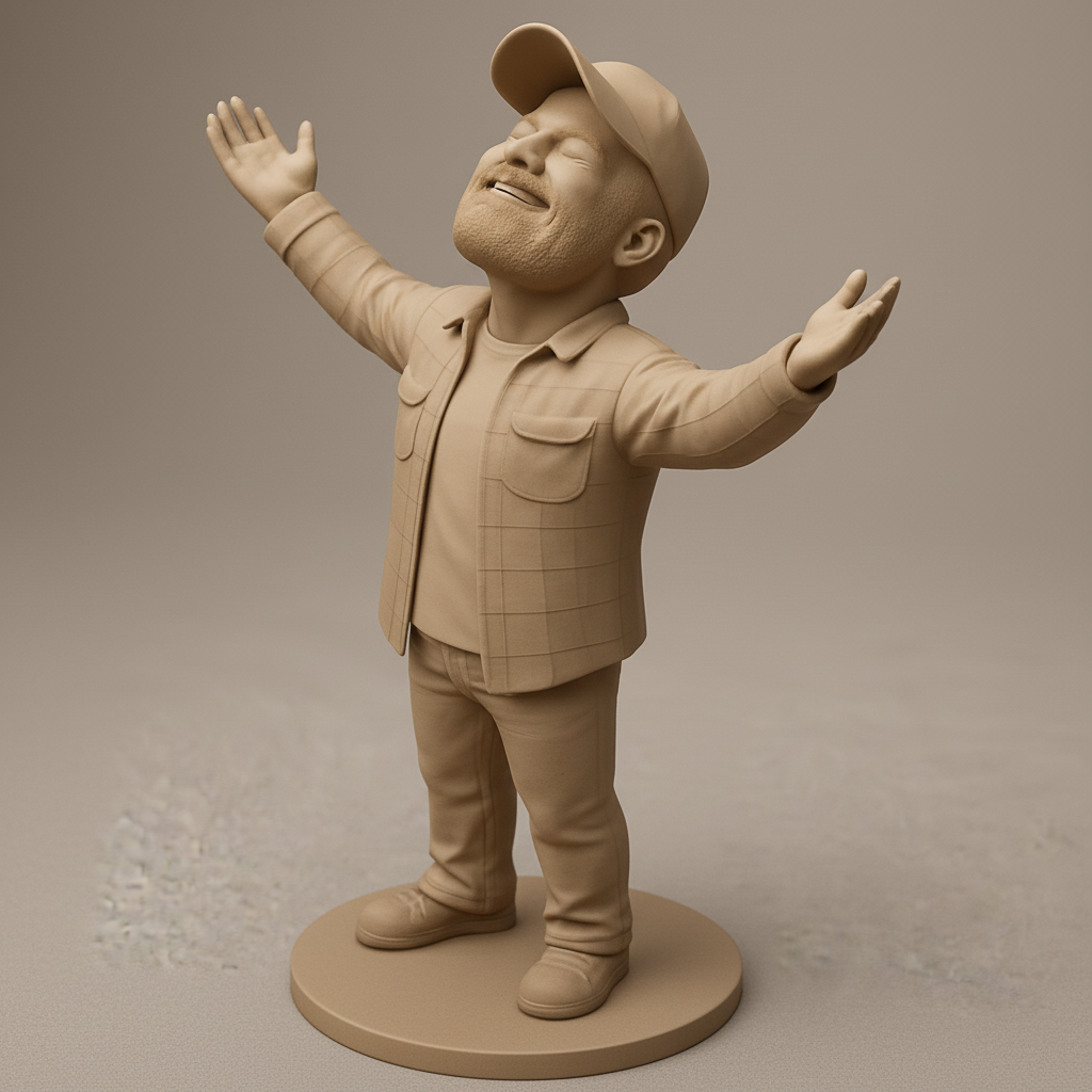 face anatomy 3d model-create 3d face model from photo_Open Arms of Joy: Happy Man Figurine 3D Print