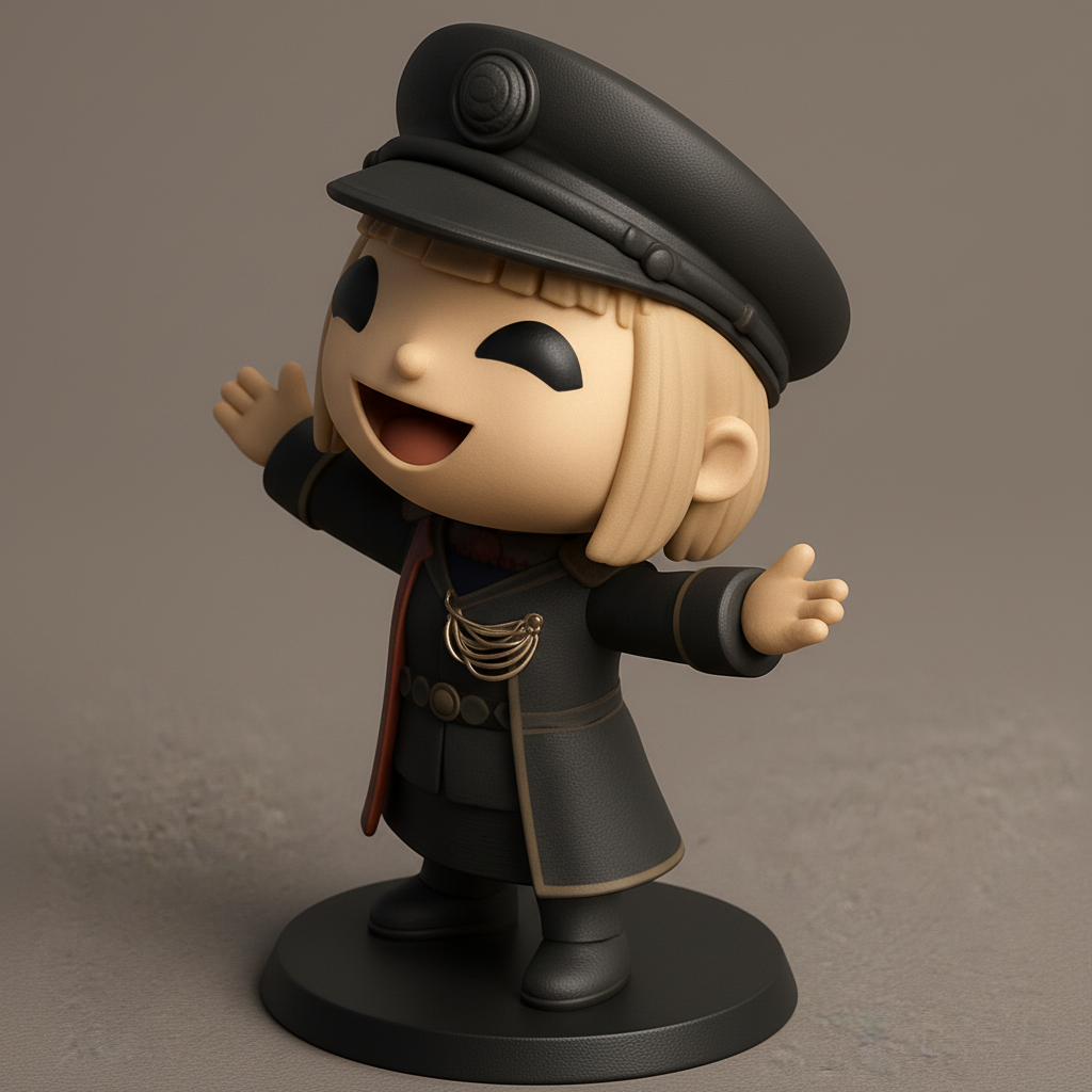 face to 3d model ai-3D portrait printing from photo_Happy Chibi Officer Figurine - Print Your Own Joy!