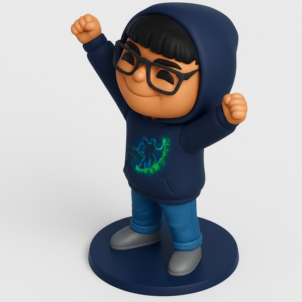 face to 3d model ai-3D portrait printing from photo_Joyful Hoodie Character Desk Buddy with Dynamic Art