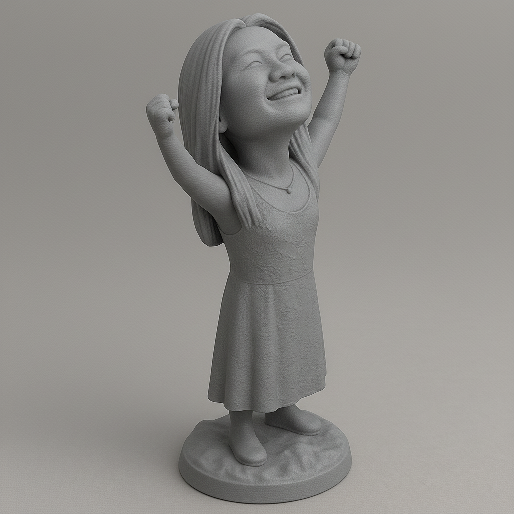 face anatomy 3d model-create 3d face model from photo_Joyful Victory Pose Figurine