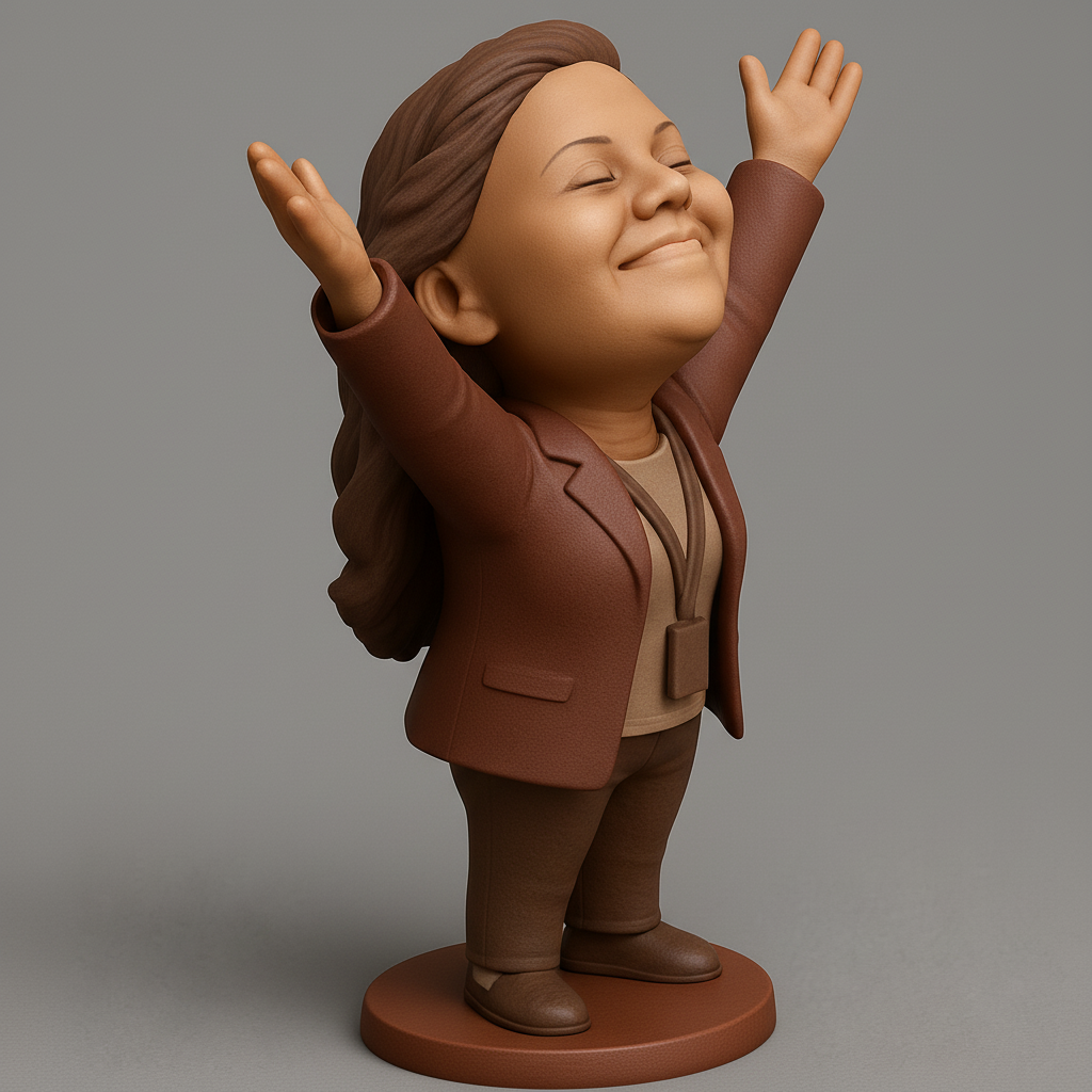 silhouette 3d printer maker-3d portrait printing_Celebration Figure: Joyful Pose 3D Model