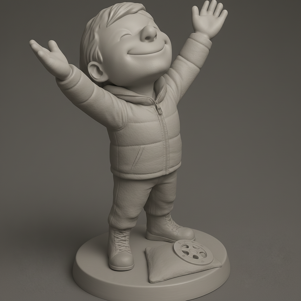 face to 3d model ai-3D portrait printing from photo_Joyful Cinematic Kid Figurine: Celebrate Life & Film!