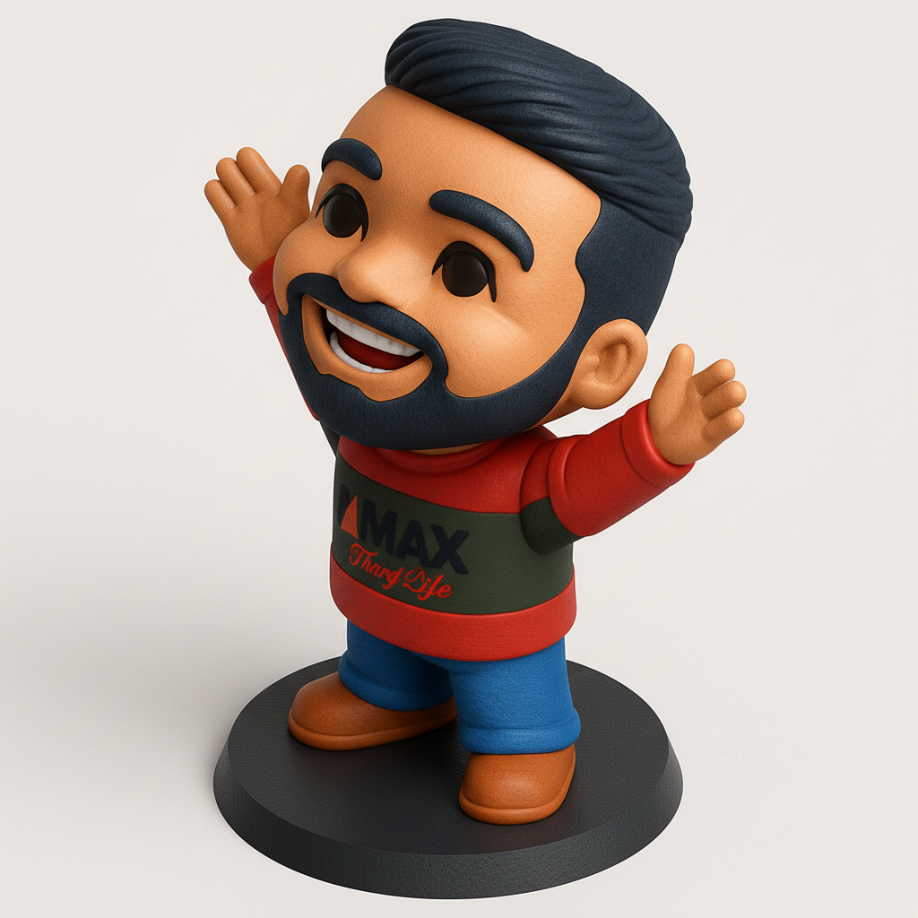 face anatomy 3d model-create 3d face model from photo_Dynamic Cartoon Character: Max 'Tharg Life' Statue