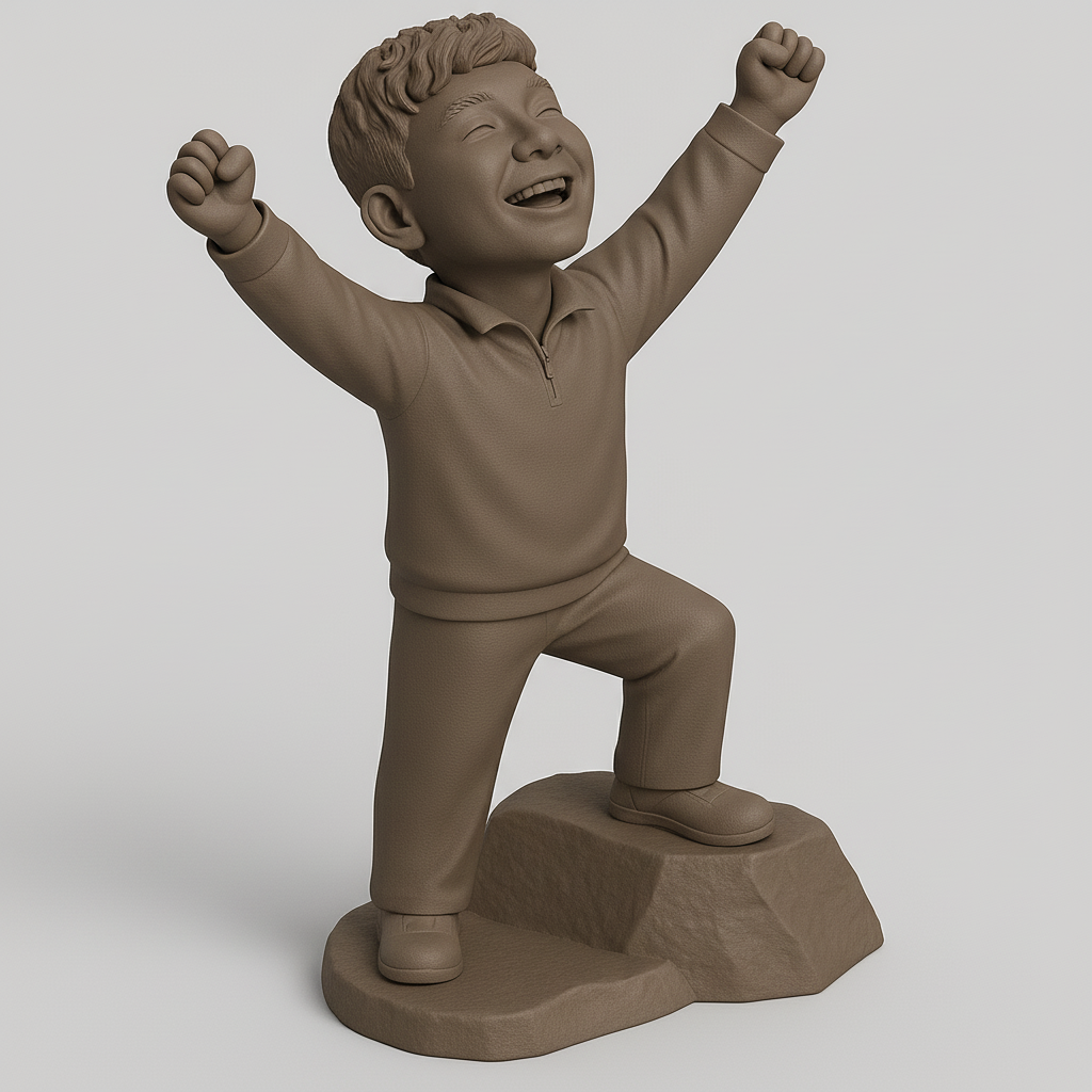 face anatomy 3d model-create 3d face model from photo_Joyful Victory Kid Statue