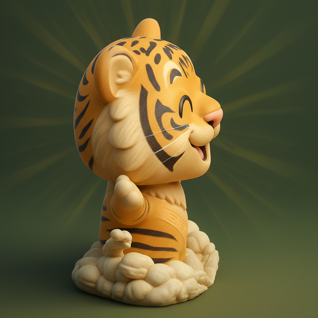 face to 3d model ai-3D portrait printing from photo_Smiling Lucky Tiger Figurine - Cute 3D Print!