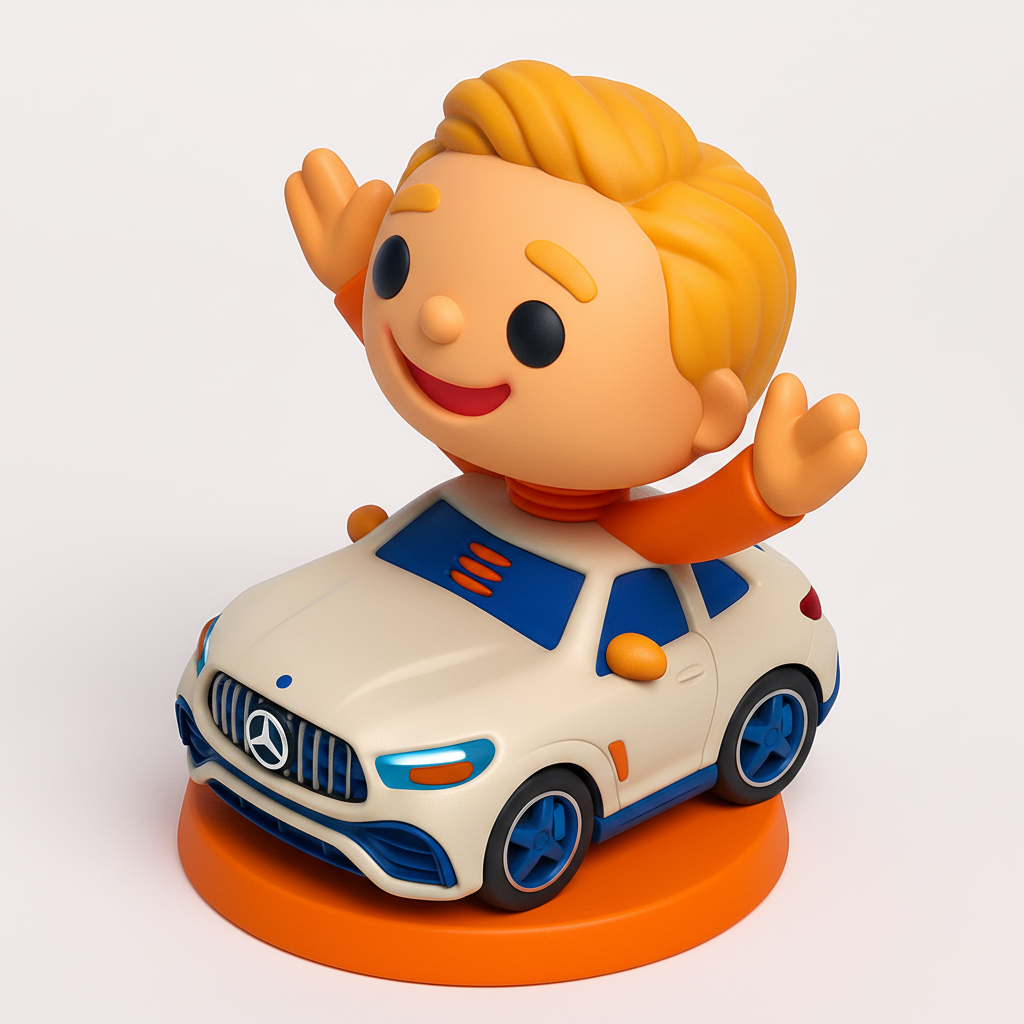 face to 3d model ai-3D portrait printing from photo_Smiling Driver Mercedes Bobblehead Desk Toy