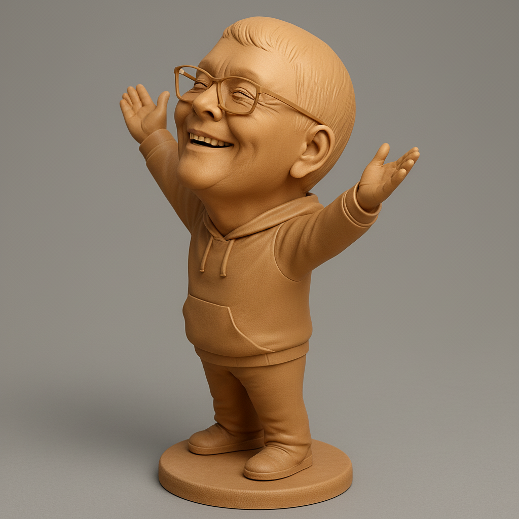 face anatomy 3d model-create 3d face model from photo_Radiant Joy Bobblehead: Personalized Happy Caricature Print