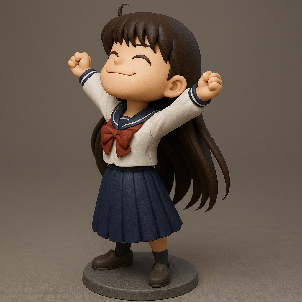 face anatomy 3d model-create 3d face model from photo_Joyful Schoolgirl Figure - Perfect for Display!