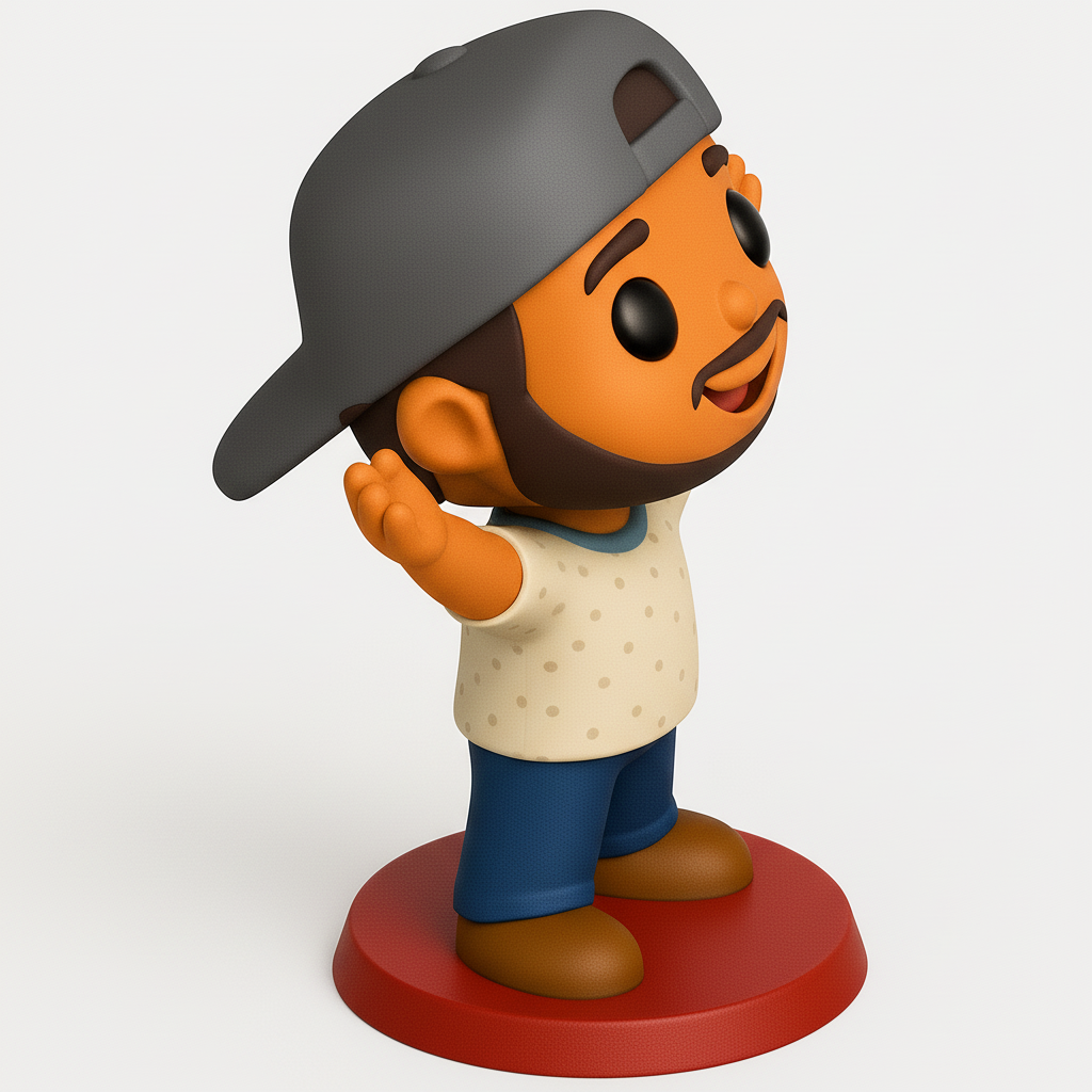 face to 3d model ai-3D portrait printing from photo_Cute Bearded Character Desk Buddy