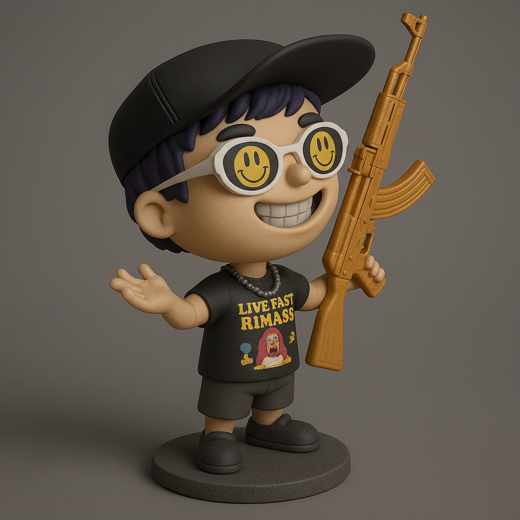 silhouette 3d printer maker-3d portrait printing_Stylish Action Figure with Attitude