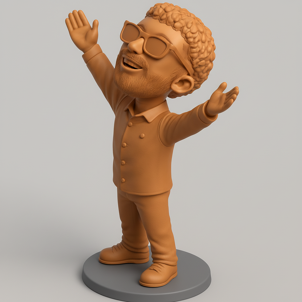 silhouette 3d printer maker-3d portrait printing_Joyful Celebration Man Figurine