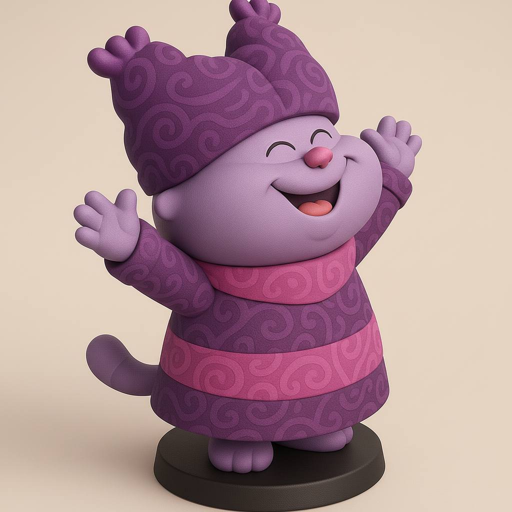 silhouette 3d printer maker-3d portrait printing_Whimsical Purple Character Model